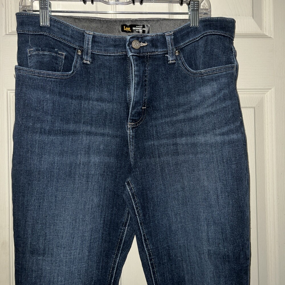 Lee Jeans Women's Sz. 12 Slim Fit Skinny Leg Mid Rise Cotton Blend Blue Ankle